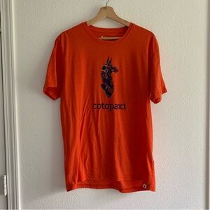 Cotopaxi Orange Llama T Shirt Organic Cotton Recycled Blend Large Sustainable